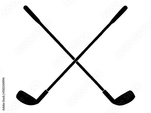 two crosse golf stick black silhouette vector,golf stick icon set