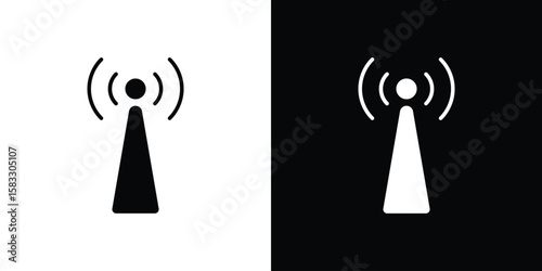 Antenna icon vector graphics. Flat solid black vector set