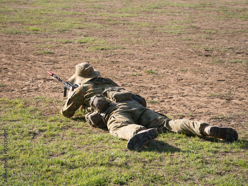 Australian Army Reserve Exercise - Soldier Lying with Gun