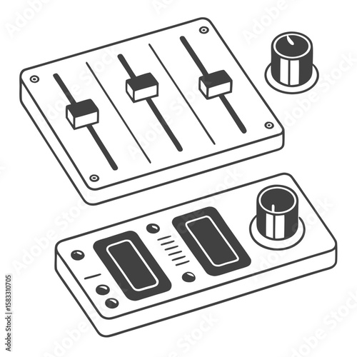 Audio mixer controls and knob sound equipment DJ equipment