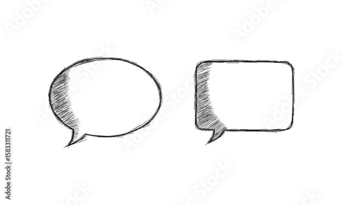 Hand-drawn speech bubbles sketch illustration.