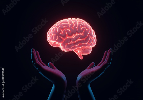 3D blue illustration of the human brain's intricate medical anatomy, highlighting its intelligence and neurological complexity through an abstract X-ray scan