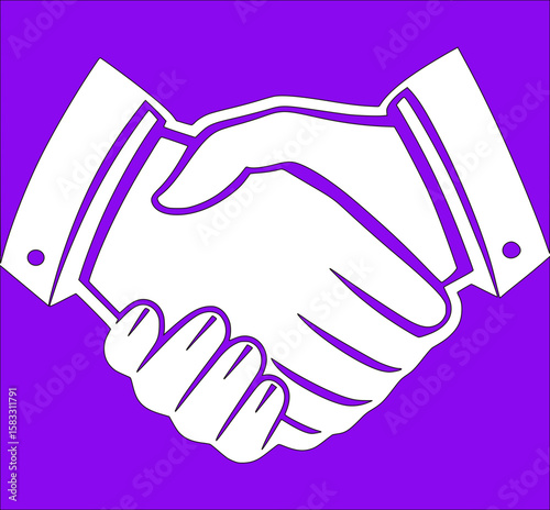 Business Handshake Vector Icon – Partnership and Agreement Symbol on Purple Background


