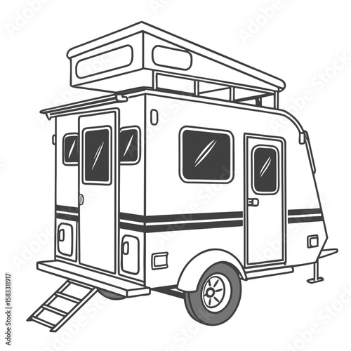 Compact pop top camper trailer with ladder and windows pop top roof travel trailer