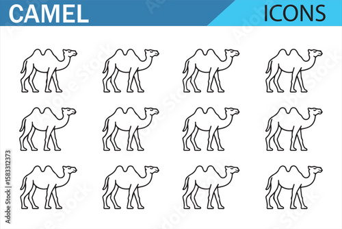 Desert and Wildlife Camel Icons – Ideal for Safari and Travel Designs