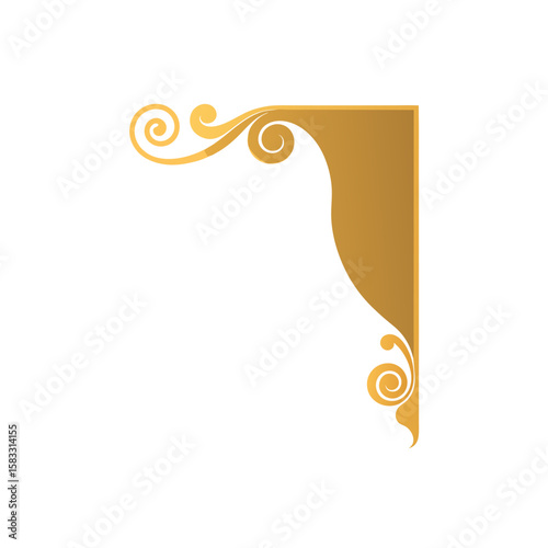 gilded scroll corners on antique invitation 