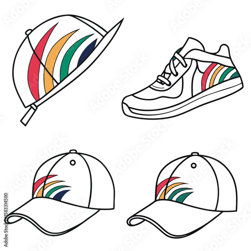 Colorful Caps and Sneaker Design footwear headwear