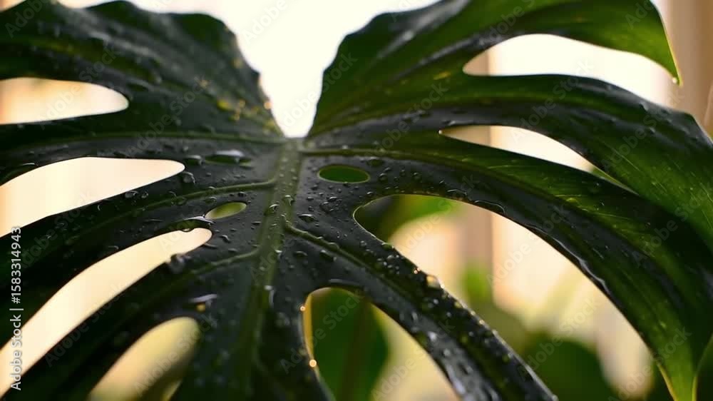 Framed upward toward swaying palm fronds, the camera captures the dramatic tropical sunset sky in the background — vibrant gradients of orange, red, and violet. The palm leaves move gently in the warm