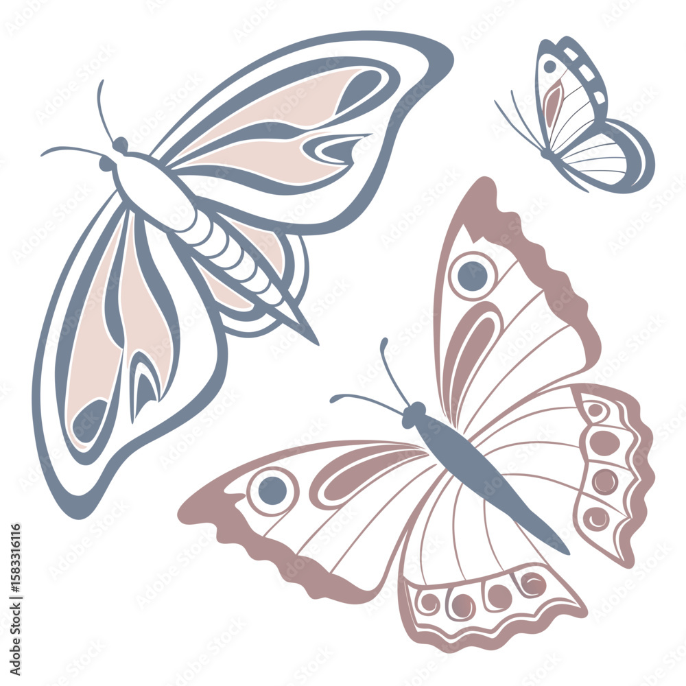 Naklejka premium Elegant butterflies abstract design butterfly illustration