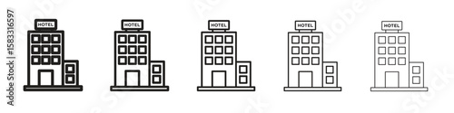 hotel icon vector Art line Illustrations collection