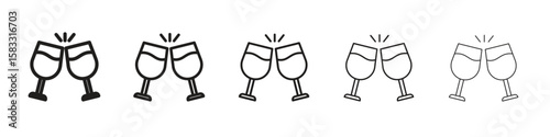 Wine toast icon vector Art line Illustrations collection