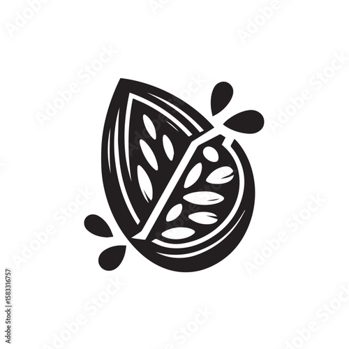 Almond Joy black and white silhouette vector icon
