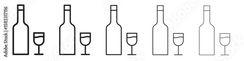 Vodka icon vector Art line Illustrations collection