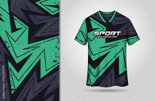 Abstract sports green and black background for jersey design