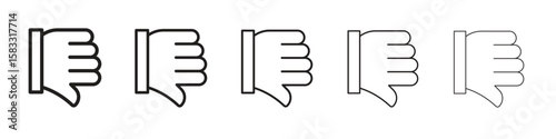 Thumb down icon vector Art line Illustrations collection