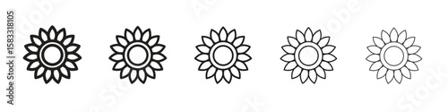 Sunflower icon vector Art line Illustrations collection
