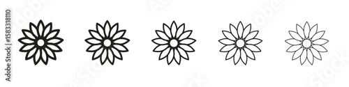 Sunflower icon vector Art line Illustrations collection