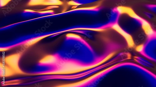 Abstract animation of a colorful wavy surface with iridescent effect, perfect for backgrounds and motion graphics projects