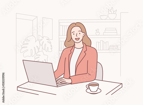 Copywriting concept with character. Flat vector cartoon illustration in doodle style.