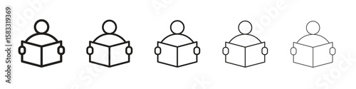 Reading icon vector Art line Illustrations collection