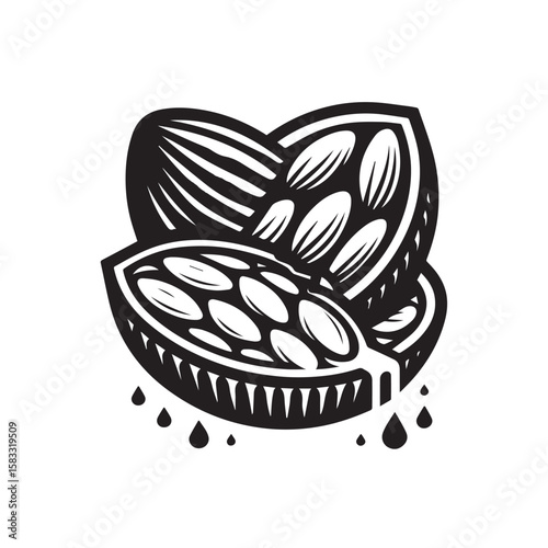 Almond Joy black and white silhouette vector icon