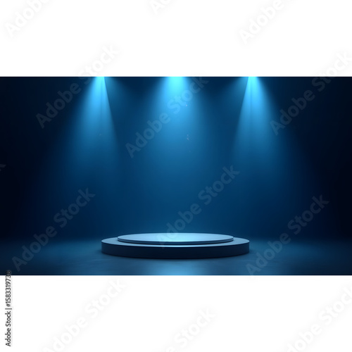 Spotlit Performance Stage with Microphone