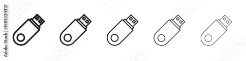 Pendrive icon vector Art line Illustrations collection