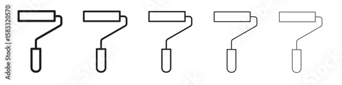 Paint roller icon vector Art line Illustrations collection