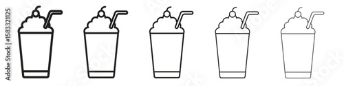 Milkshake icon vector Art line Illustrations collection