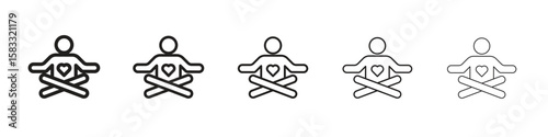 Meditating icon vector Art line Illustrations collection