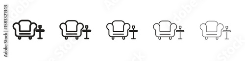 Lounge icon vector Art line Illustrations collection