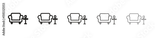 Lounge icon vector Art line Illustrations collection