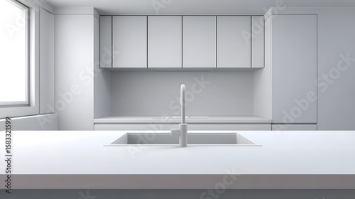 Elegant modern minimalist kitchen interior design.