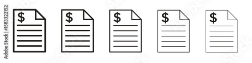 Invoice icon vector Art line Illustrations collection