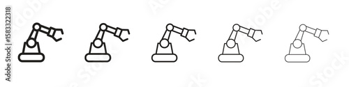 Industrial robot icon vector Art line Illustrations collection