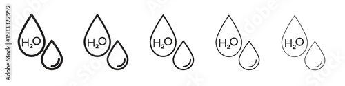 H2o icon vector Art line Illustrations collection