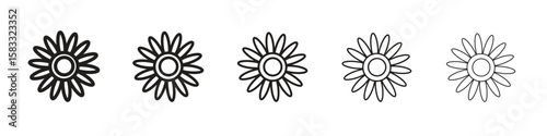 Gerbera icon vector Art line Illustrations collection
