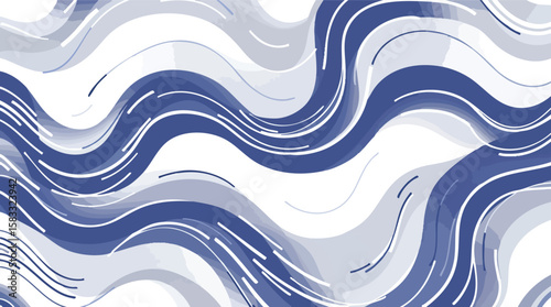Abstract blue and white flowing waves pattern suitable for backgrounds and decorative design elements.
