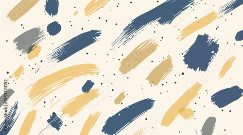 Abstract brushstrokes pattern in muted color palette with spotted decorative elements.