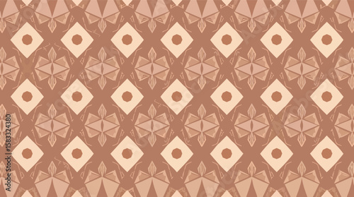 Abstract geometric pattern design with repeated shapes in warm neutral earthy tones.