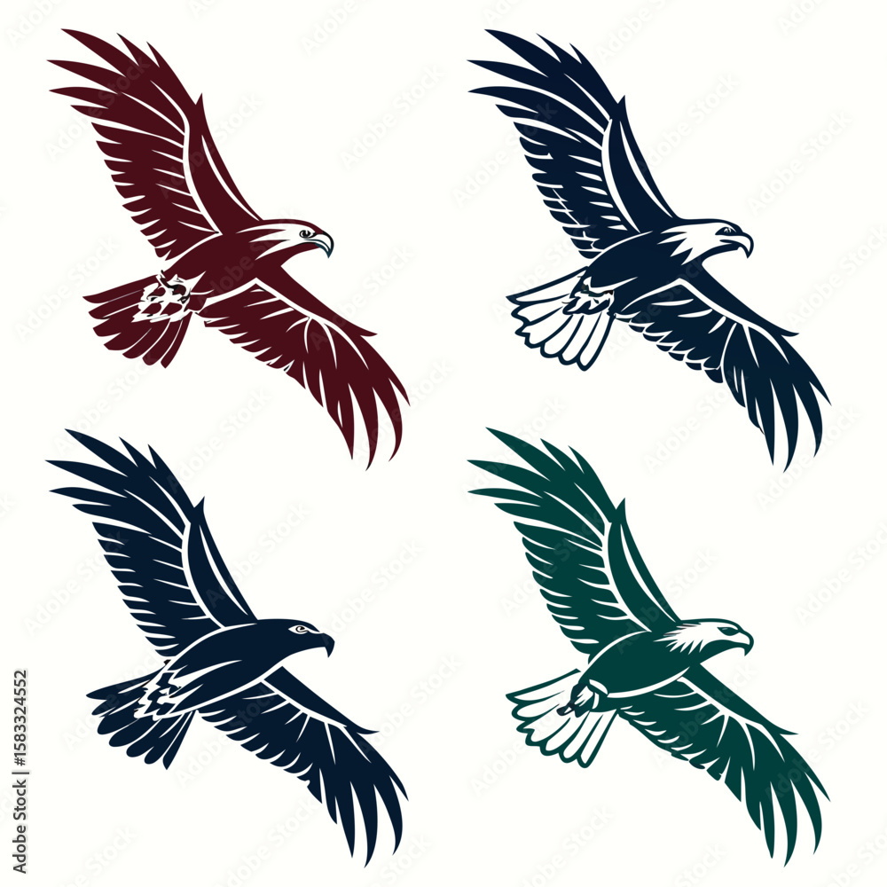 Fototapeta premium Majestic eagles soaring in flight falcon hawk