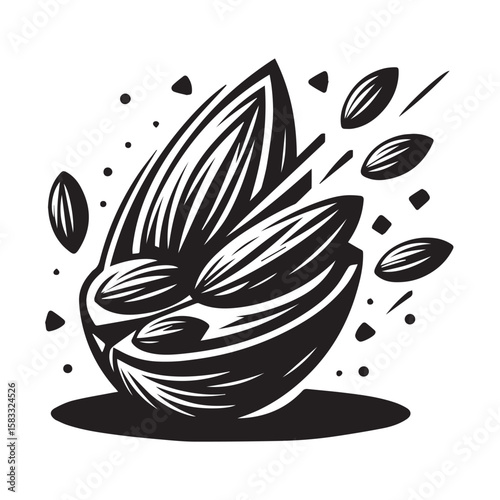 Almond Joy black and white silhouette vector icon