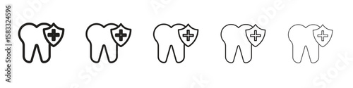 Dental insurance icon vector Art line Illustrations collection
