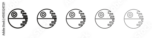 Death star icon vector Art line Illustrations collection