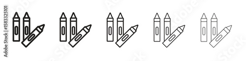 Crayon icon vector Art line Illustrations collection