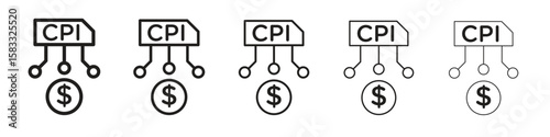 Consumer prices index icon vector Art line Illustrations collection