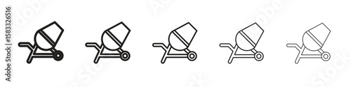 Cement mixer icon vector Art line Illustrations collection
