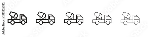 Cement truck icon vector Art line Illustrations collection