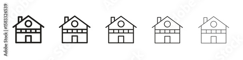 Chalet icon vector Art line Illustrations collection