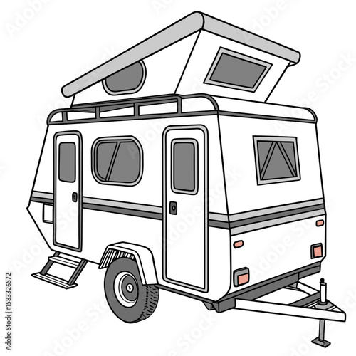 White pop up camper trailer with gray accents camping travel